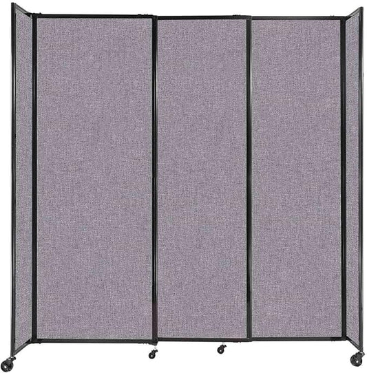 Versare Straightwall Sliding Portable Wall Partition | Freestanding Office Dividers | Locking Wheels | Temporary Room Separator | 7'2'' Wide x 7'6'' Tall Cloud Gray Fabric Panels