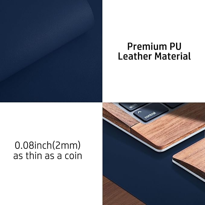 Aothia Leather Desk Pad Protector — Dark Blue