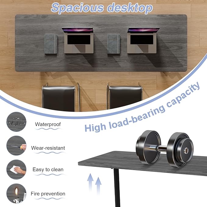 Conference Table Flip Top Mobile Conference Room Tables,Folding Conference Table with Wheels,Large Meeting Training Seminar Table Saving Space for Office Classroom(6C,47.2'')