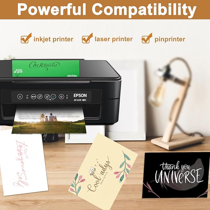 Silunkia 300 Sheets Black Cardstock 8.5 x 11 Printer Paper, 75lb Heavyweight Black Paper Card Stock for DIY Cards Making, Greeting Cards, Wedding Invitations, Birthday Party, Menus