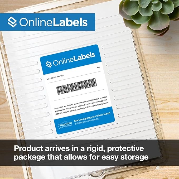4 x 2 Rectangle Mailing Labels - Permanent, White Matte - Address, Shipping, Gift - Pack of 2,500-250 Sheets - Inkjet/Laser Printers - Online Labels