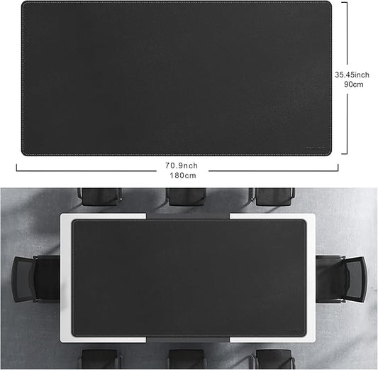 CENNBIE 71" x 35.5" Leather Desk Mat, Extra Large Desk Pad Blotter Protector, Extended Non-Slip Table Pad, Waterproof PU Leather Desk Mat on top of desks Large for Office and Home (Black)