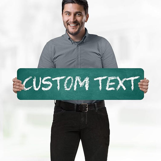 Custom Sign, Custom Street Sign, 11 Font Colors, 13 Font Styles, 4 Hole Options, 22 Sizes, 8x32 Inches, Rust Free DiBound, Fade Resistant, Made in USA by My Sign Center (Chalkboard Green)