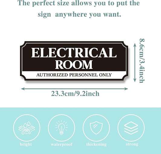 Electrical Room Door Sign for Business，Self-Adhesive Durable Modern Electrical Closet Room Sticker for Home, UV and Weather Resistant Authorized Personnel Only Signs for Business ，Workplace