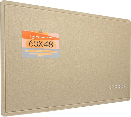 Large Bulletin Board - 60 x 48 Inches, Decorative Felt Pin Board for Wall - 5' x 4' Foldable Photo Display Board with Self-Adhesive Tape, Includes 20 Push Pins - Beige Brown