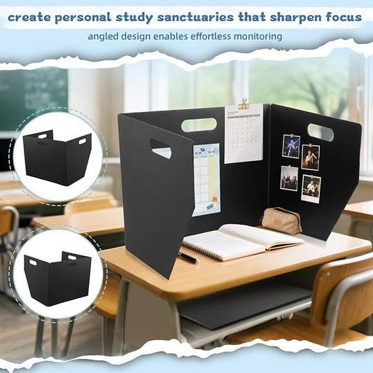 24-Pack Plastic Desk Dividers for Students, Privacy Folders for Students - Durable & Easy-to-Clean Privacy Panels with 40 Labels & Light Holes, Testing Dividers for Classroom - Classroom Must-Haves