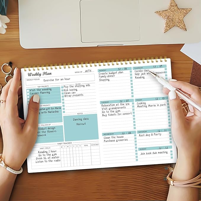 Weekly Planner Notepad Undated Weekly Goals Schedule Planner To Do List Notebook Planning Pad Calendars Organizers Habit Tracker Journal for Man & Women,52 Weeks (8.5x11")