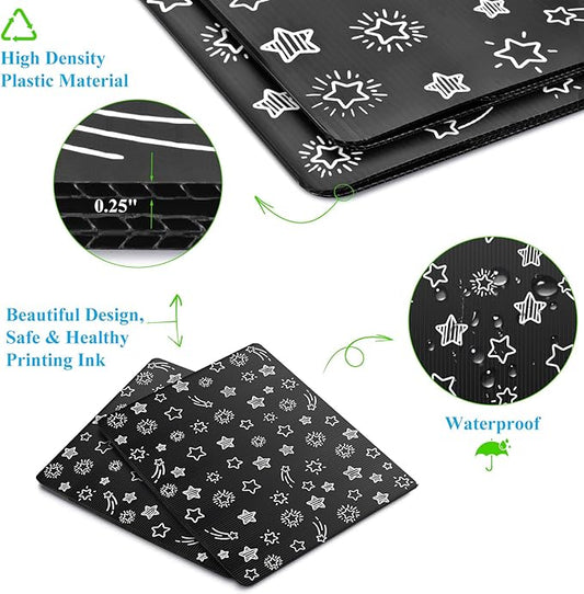 Black 2-Pack Desk Dividers for Students, Waterproof Plastic Study Carrel Divider, Durable Testing Dividers for Classroom Teacher Supplies, Easy to Clean Privacy Shield Folder Boards for Student Desk