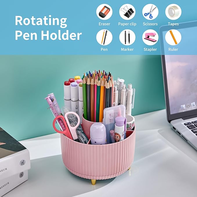 Marbrasse Mesh Desk Organizer Pen Holder — Pink