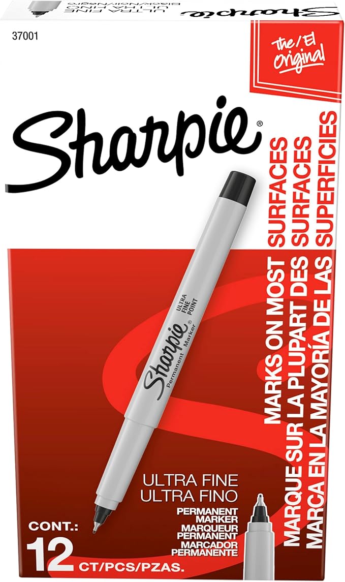 Sharpie Ultra Fine Tip Permanent Markers Black 12-Count