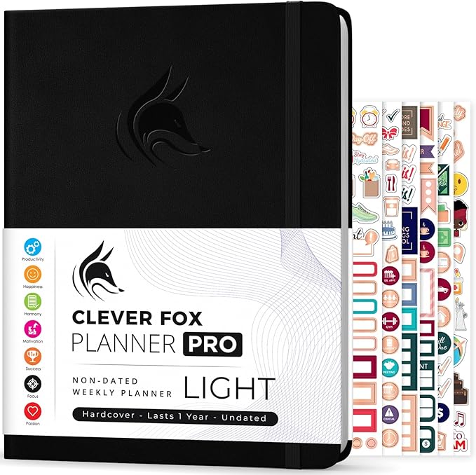 Clever Fox Planner PRO Light (Black, 8.5x11)