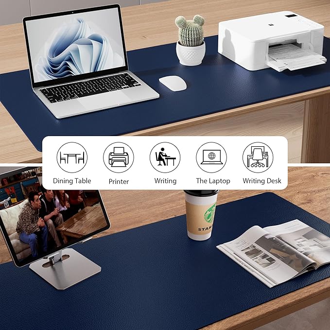 Aothia Leather Desk Pad Protector — Dark Blue