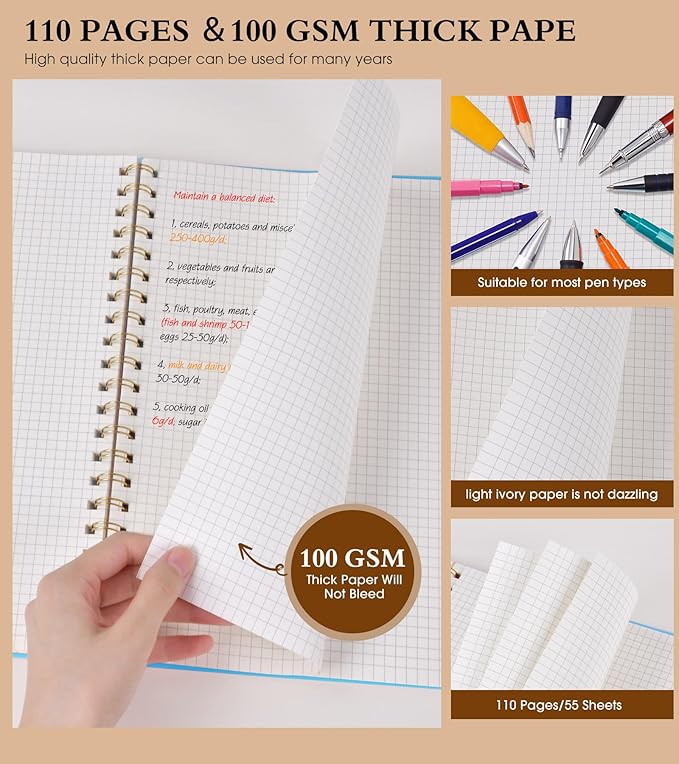Graph Paper Notebook (Blue, A4)