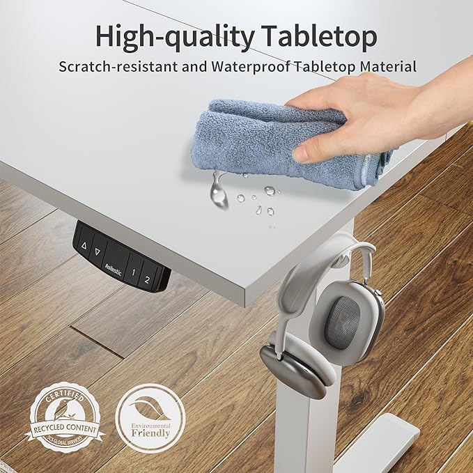 Agilestic Electric Standing Desk 40 x 24 Inches, Height Adjustable Desk, Sit Stand up for Work Office Home, Ergonomic Rising Computer Table with Memory Preset, White