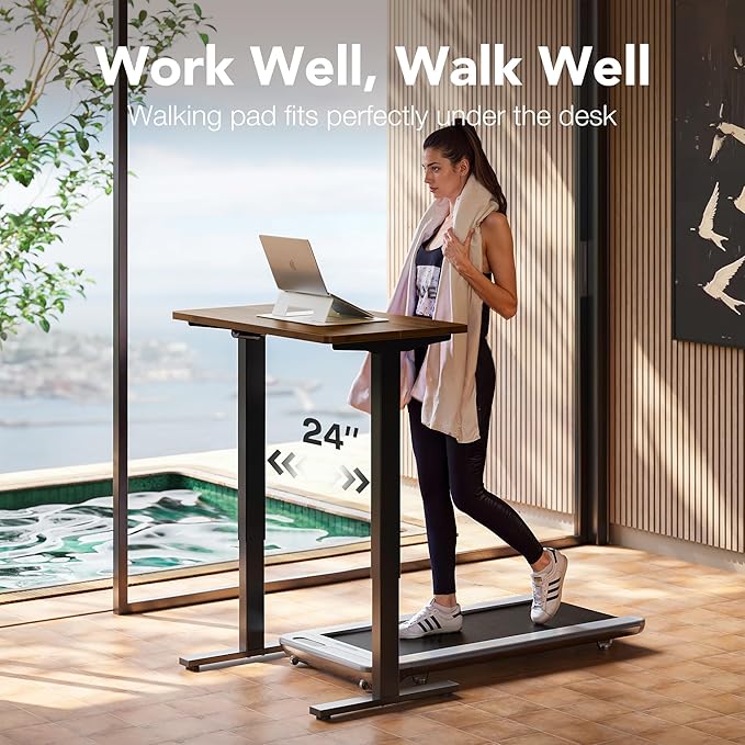 HUANUO 63 x 28 inch Electric Standing Desk Adjustable Height, 4 Memory Height Settings, Sit Stand Up Desk for Home Office & Computer Workstation, Black Walnut