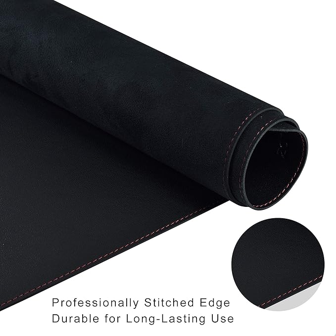 ZORESYN Waterproof PU Leather Desk Pad (63.0"x15.8") - Office Desk Mat for Keyboard and Mouse - Black Extended Mouse Pad with Nonslip Base for Home & Office