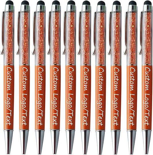 Yucold Customized Pens with Name/Logo - Touch Screen Stylus Ballpoint Pen, Perfect for Weddings, Business & Personalized Gifts (Orange,50)