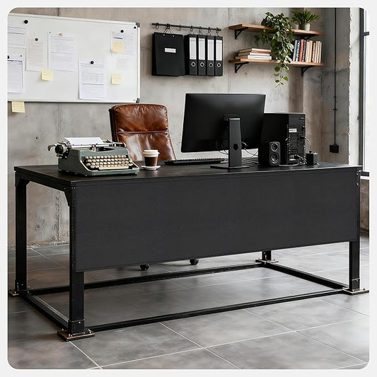 EcoBrisa Under Desk Privacy Panel Self-Adhesive Modesty Panel Stand Up Desk Modesty Panel for Home Office or Standing Workstation, Black (60" Black)