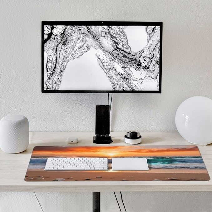 Gaming Mouse Pad,Large Mouse Pads for Desk,Non-Slip Rubber Base Extended Mousepad,XXL Keyboard Mouse Mat,Stitched Edges Computer Keyboard Desk Pad,35.4x15.8inch,Sunset Waves