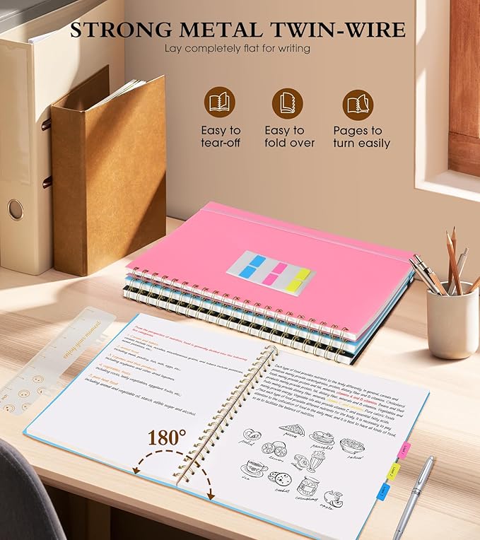 Blank Spiral Notebook Journal 8.5” x 11”, A4 Large Sketch Book for Women Men, 100 GSM Blank Paper Drawing Notebook, Plastic Hardcover Spiral Bound Sketchbook for Sketching Work School Writing, Blue