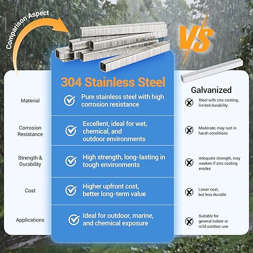 meite T-50 Stainless Steel Staples Marine, 5/16 Inch Heavy Duty Staples for Staple Gun - 1512 Counts, 20 Gauge 3/8 Inch Crown T-50 Upholstery Staple for Salt Water, Marine Applications