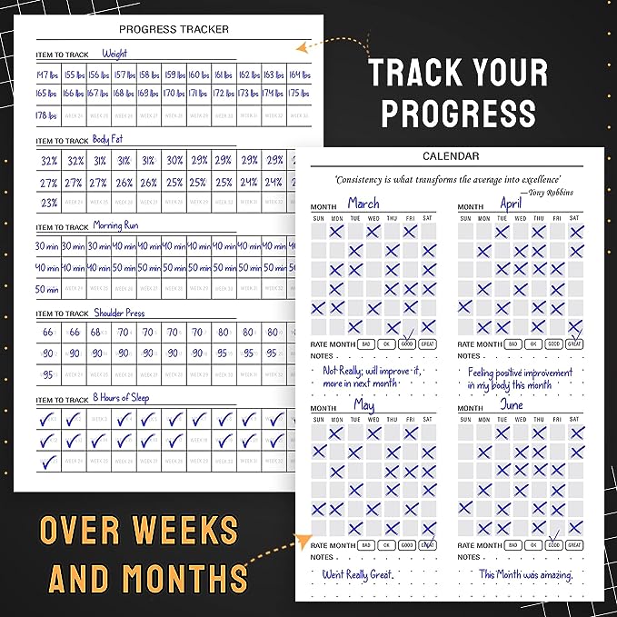 Nextnoid Hardcover Fitness Journal Workout Planner for Men & Women - A5 Sturdy Workout Log Book to Track Gym & Home Workouts - Yellow