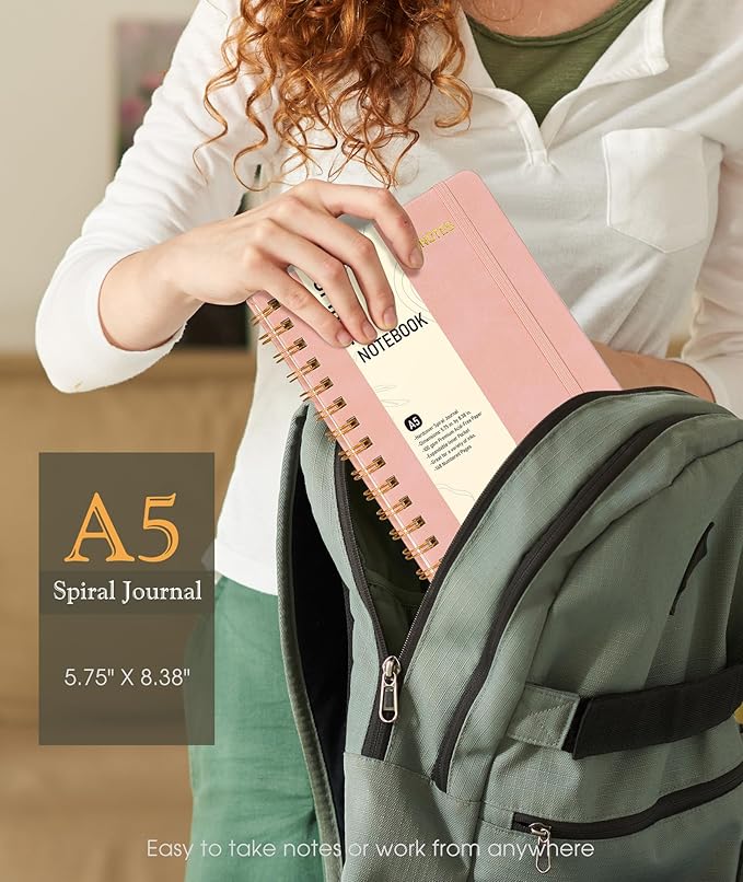 Office Prime Graph Spiral Notebook — A5, 5.75×8.38 in, 150 Pages, Blush Pink