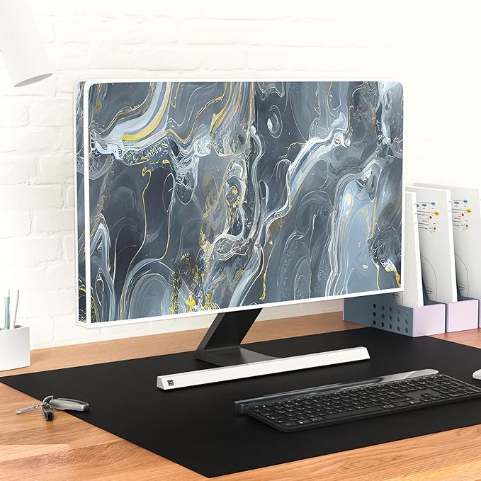 Baocicco Gray Gold Marble Waterproof 32 Inch Anti-Static Dustproof LCD/LED/HD Aesthetic Texture Screen TV Covers Decor Full Body Cover for Television Screen Desktop PC LED LCD OLED
