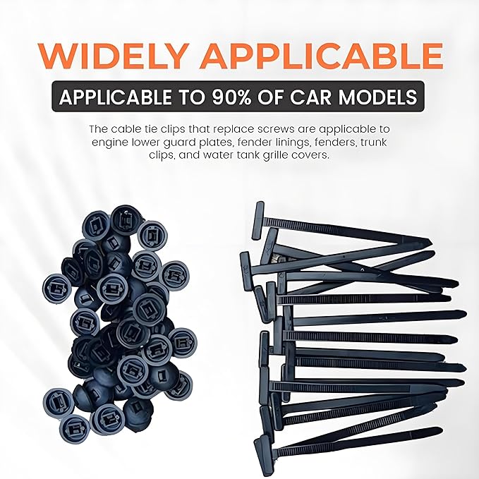 200 Pcs Nylon Universal Cable Tie Buckle with PP Storage Box - Multifunctional Zip Ties with Pin & Button, UV Resistant Fasteners for Car Repair, Bumper & Fender Clips (200PCS)