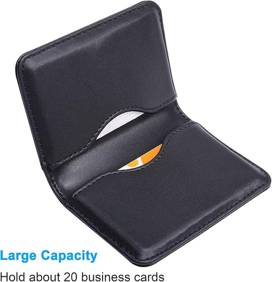 Wisdompro Business Card Holder, 2-Sided PU Leather Folio Name Card Holder Wallet Case with Magnetic Shut for Men and Women, Ultra Slim and Thin