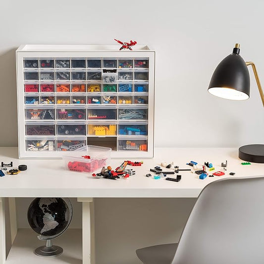 IRIS USA Screw Tool Organizer Small Parts Cabinet Chest, 44-Drawer Hardware Electronics Nuts Bolts Storage Drawers Organization Toolbox Garage Craft Business Teacher Beads Scrapbook Art Hobby - White