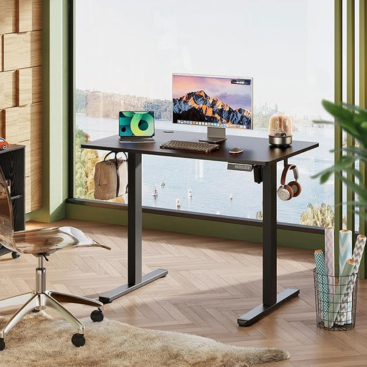 DEVAISE Whole Piece Standing Desk, 40 x 24 Inch Electric Standing Desk with Adjustable Height, 3-Preset Memory Sit Stand up Desk, One Piece Desktop Computer Desk for Home, Office (Black)
