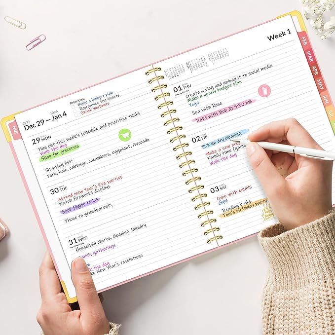 Forvencer 2026 Planner, Hardcover Calendar Planner Weekly and Monthly, Jan 2026 - Dec 2026, 8.5" x 11", Spiral Agenda Book with Tabs, Exquisite Daily Journal Organizer for Home School, Teal Marble