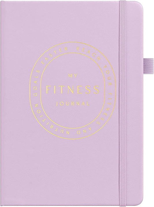 &And Per Se Fitness Workout Journal for Men & Women, Workout Log Book Planner with Daily Diet, Gym Exercise & Training Trackers - Undated, A5 Size, Leather Hardcover (Lavender)