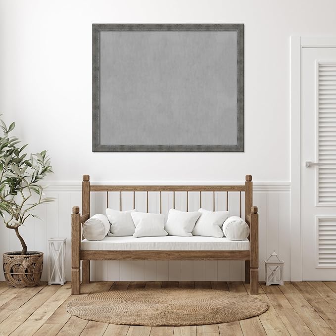Amanti Art Silver Framed Magnetic Board 44x52 Oversize Vision Board for use with Magnets, 100% Metal Sheet to Display Items as Office Decor or for Home Organization in mudroom, Kitchen or Kids Room