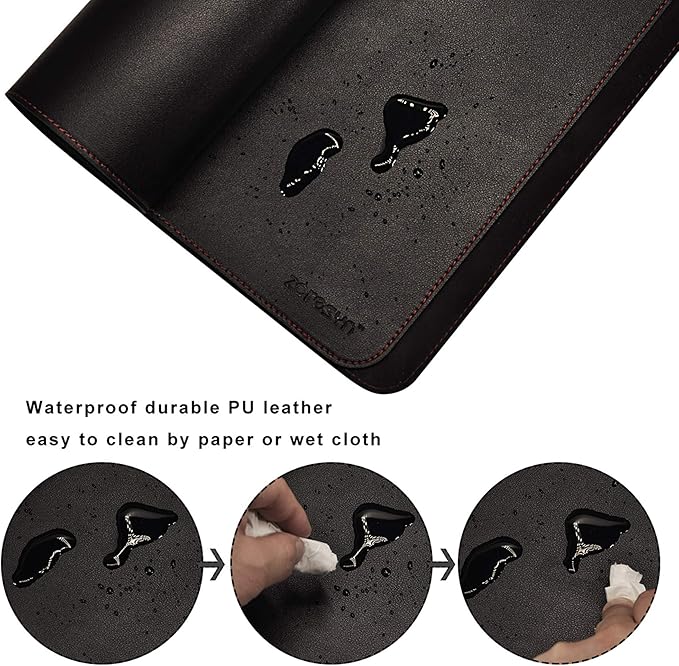ZORESYN Conference Table Pads (70.87" x 31.5") - PU Leather Extended Large Mouse pad Office Desk Mat - Nonslip Base and Waterproof Desktop Writing Pad Mouse Mat (Black)
