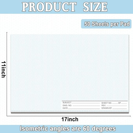 1 Pack 50 Sheets 11" x 17" Isometric Graph Paper Pad Landscape for 3D Designs Architecture Landscaping Engineering Drafting (Landscape)