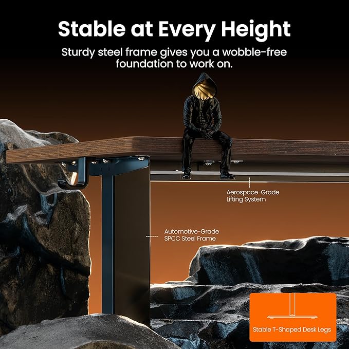 ErGear Height Adjustable Electric Standing Desk, 31.5 x 18.9 Inches Sit Stand up Desk, Memory Computer Home Office Desk with Two-Piece Desktop (Espresso)