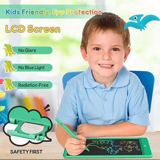 FLUESTON LCD Writing Tablet, Doodle Board Toys Gifts for 3-8 Year Old Girls Boys, 10 Inch Colorful Electronic Board Drawing Pad for Kids, Gifts for Toddler Educational Learning Travel Christmas, Green