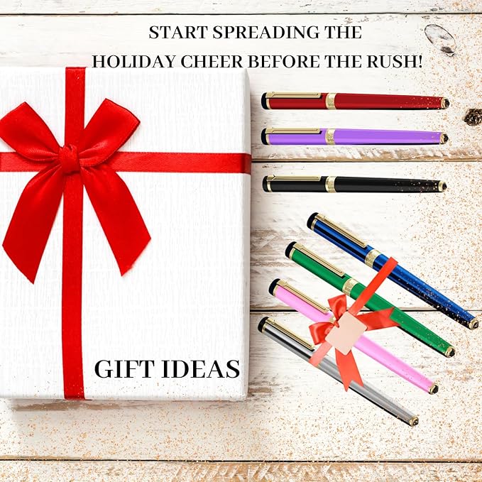 Dryden Designs Fountain Pen Medium Nib Gift Pouch - with 24 Ink Cartridges - MCM (Emerald Green)