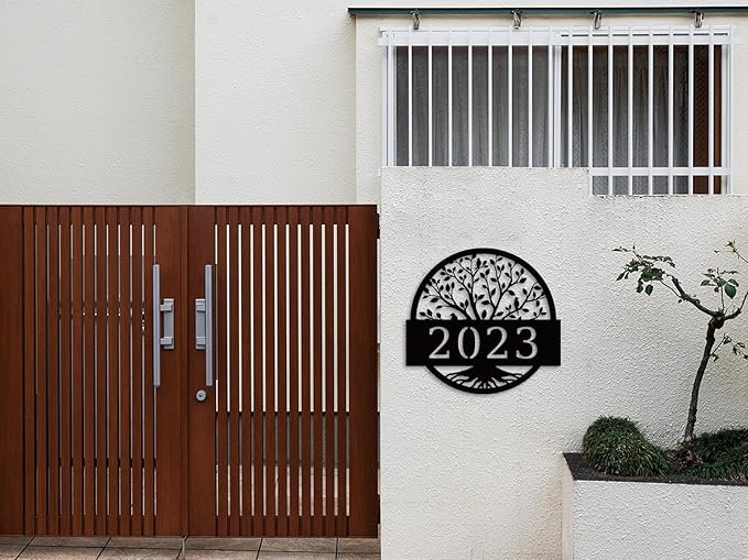 Tree Of Life Metal Wall Art Address Plaque,Custom House Address Plaques Sign, Address Numbers For Houses, Address Plaques for House, Front Door Outdoor Address Plaques Signs, Housewarming Gift