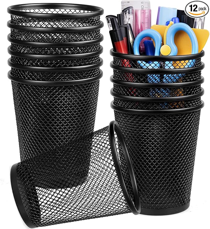 Gwybkq Mesh Metal Pen / Pencil Holder — 12-Pack