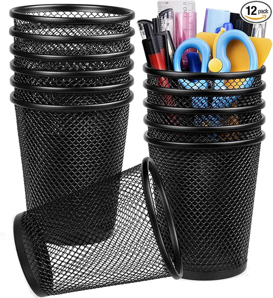 Gwybkq Mesh Metal Pen / Pencil Holder — 12-Pack