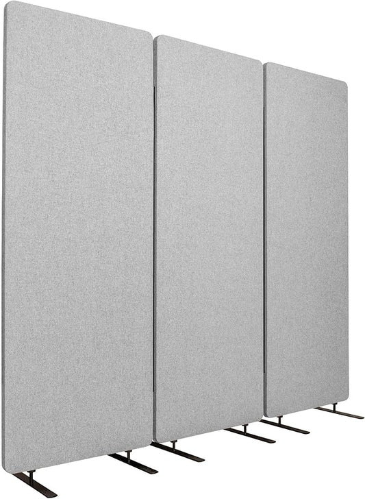 Stand Up Desk Store ReFocus Freestanding Noise Reducing Acoustic Room Wall Divider Office Partition (Cool Grey, 72" x 66", Zippered 3-Pack)