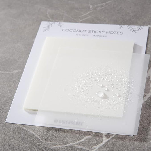 DiverseBee 50 Sheets Pastel Transparent Sticky Notes, 3x3” Clear Sticky Tabs, Translucent Page Flags Book Markers Stickers, Planner Accessories, Bible Journaling Study Office School Supplies (Coconut)