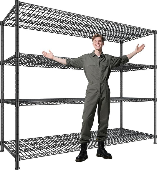 DurayLoly 2500 LBS Shelf Storage Shelves 68.1" W Wire Shelving Unit, Garage Shelving Heavy Duty, Adjustable Metal Shelving for Garage, Pantry, Kitchen, Basement, Business 68.1" W x 20.9" D x 70.9" H