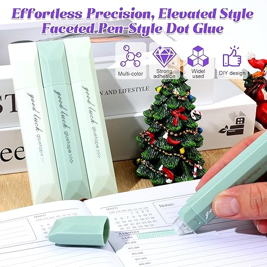 4Pcs Double Sided Tape Pens, 2025 New Multipurpose Double Sided Tape Roller for Scrapbooking, Gift Wrapping, Photo Mounting (Purple)