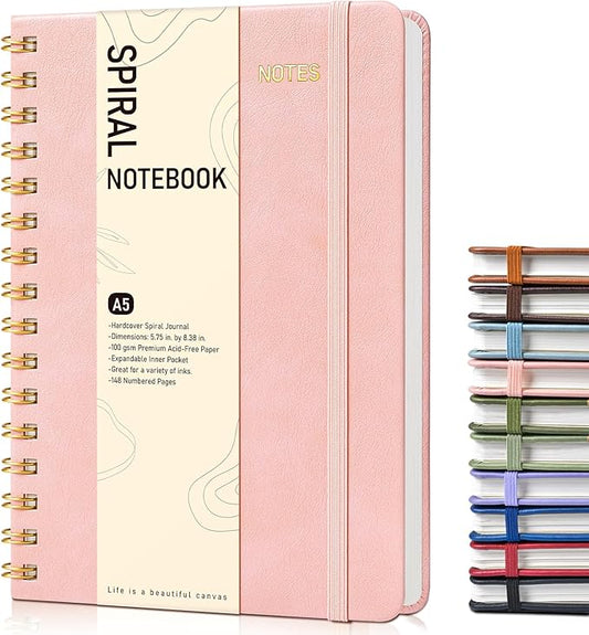 Office Prime Graph Spiral Notebook — A5, 5.75×8.38 in, 150 Pages, Blush Pink