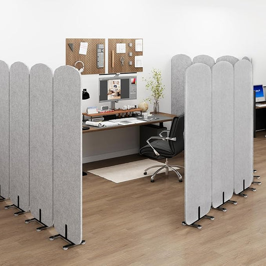 Natwind 5 Panel 122.8 x 71 in Office Room Privacy Protect Space Divider Portable Partition,Wall Folding Cubicle Indoor Freestanding Acoustic Partition Temporary for Office Room