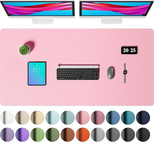Aothia Large Faux Leather Desk Pad / Mouse Pad — Pink